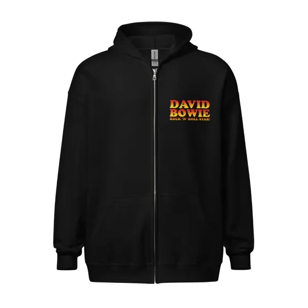 David Bowie Rock N Roll Star! Black & White Design Zip Hoodie