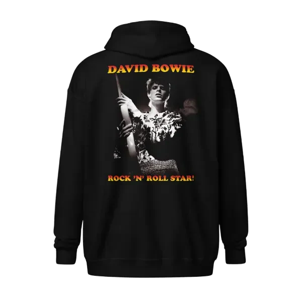 David Bowie Rock N Roll Star! Black & White Design Zip Hoodie - Image 2
