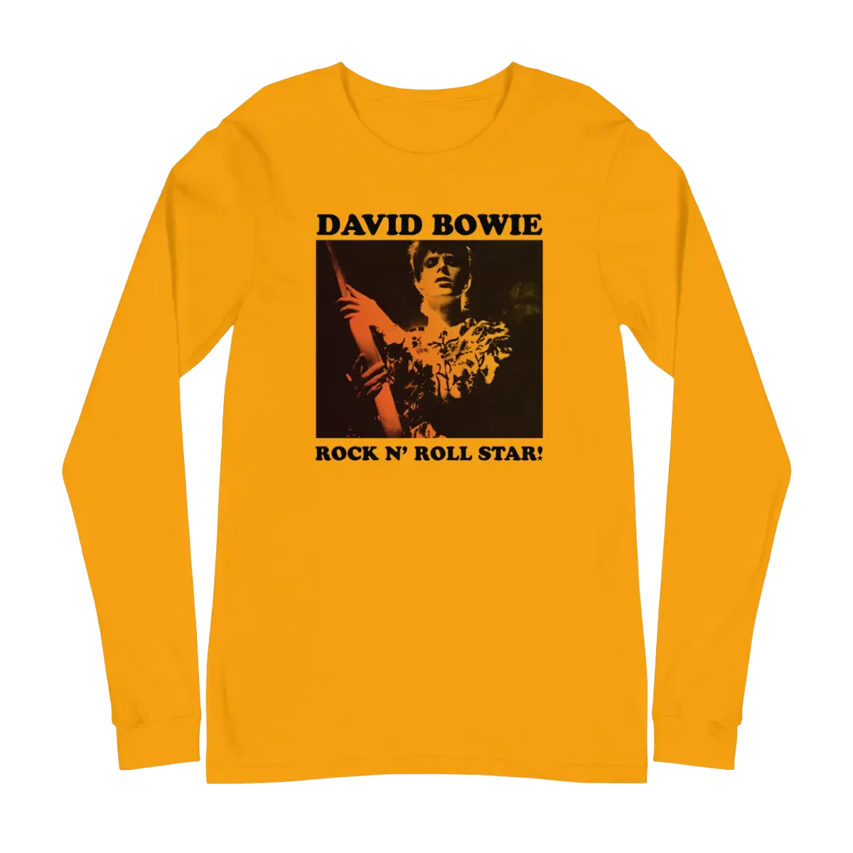 David Bowie Rock N Roll Star! Gold Design Longsleeve T-Shirt