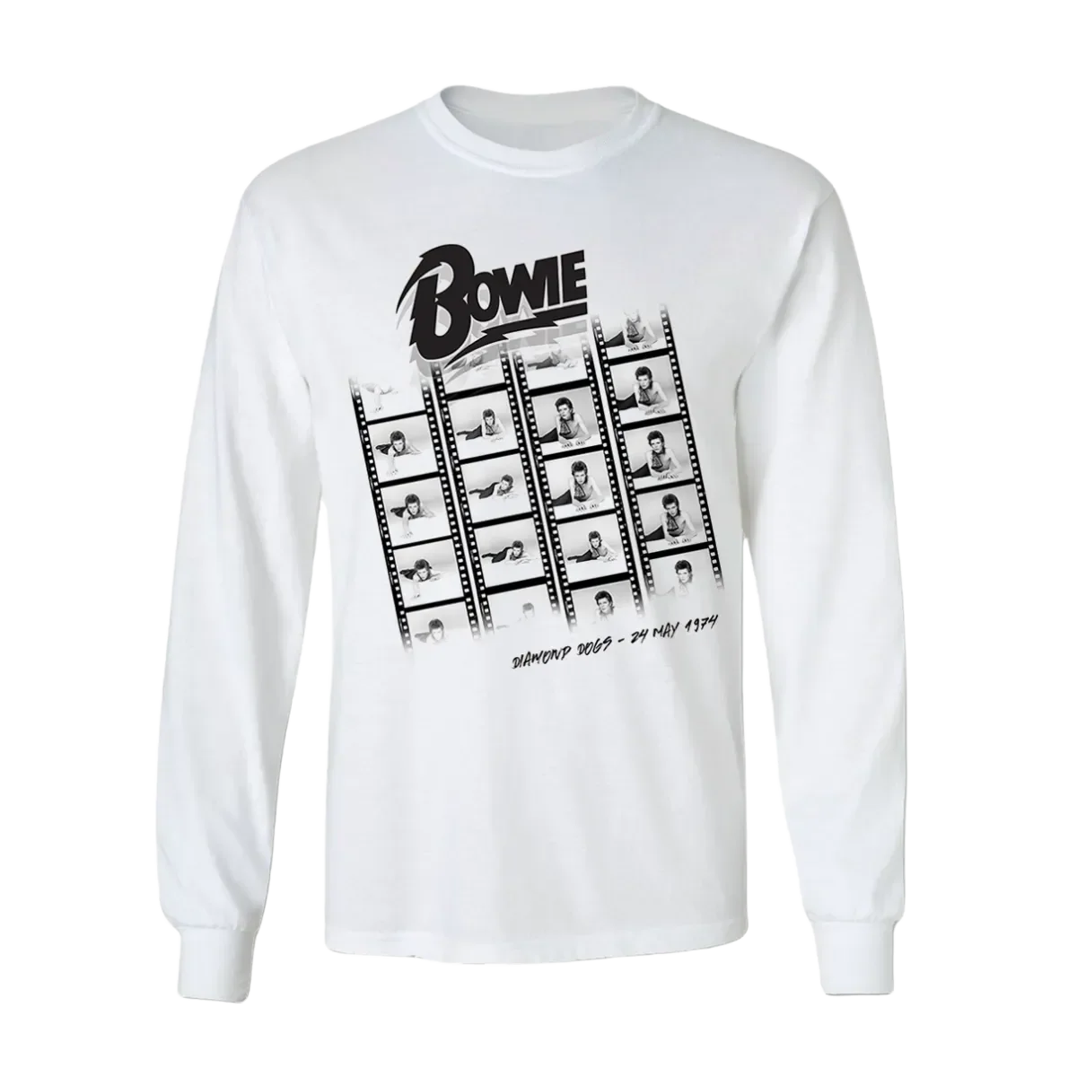 David Bowie Diamond Dogs Film Roll Long Sleeve White T-Shirt